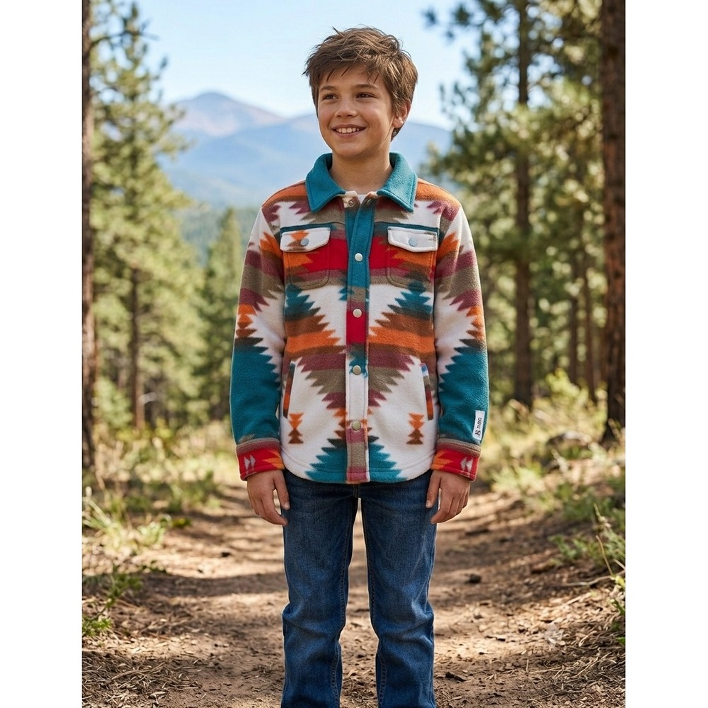 Fornia Fleece Shirt Jacket Kids XL Multicolor Excellent
